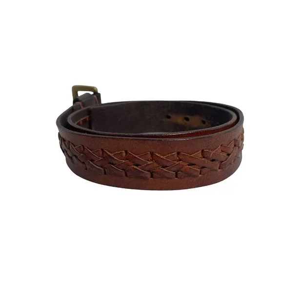 Mossimo Supply 19621 Leather Braided Belt Brown Size M - Picture 2 of 5